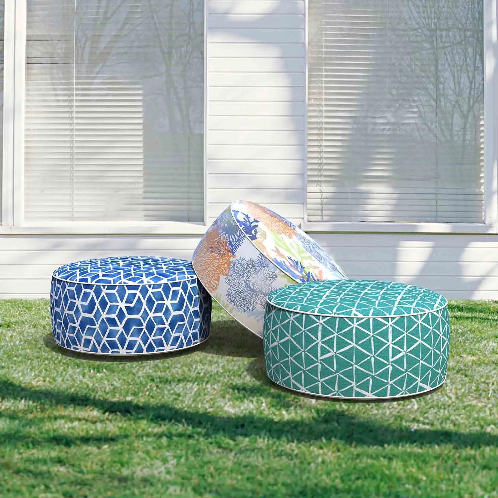 outdoor Inflatable Ottoman Cube Blue LVTXIII Outdoor