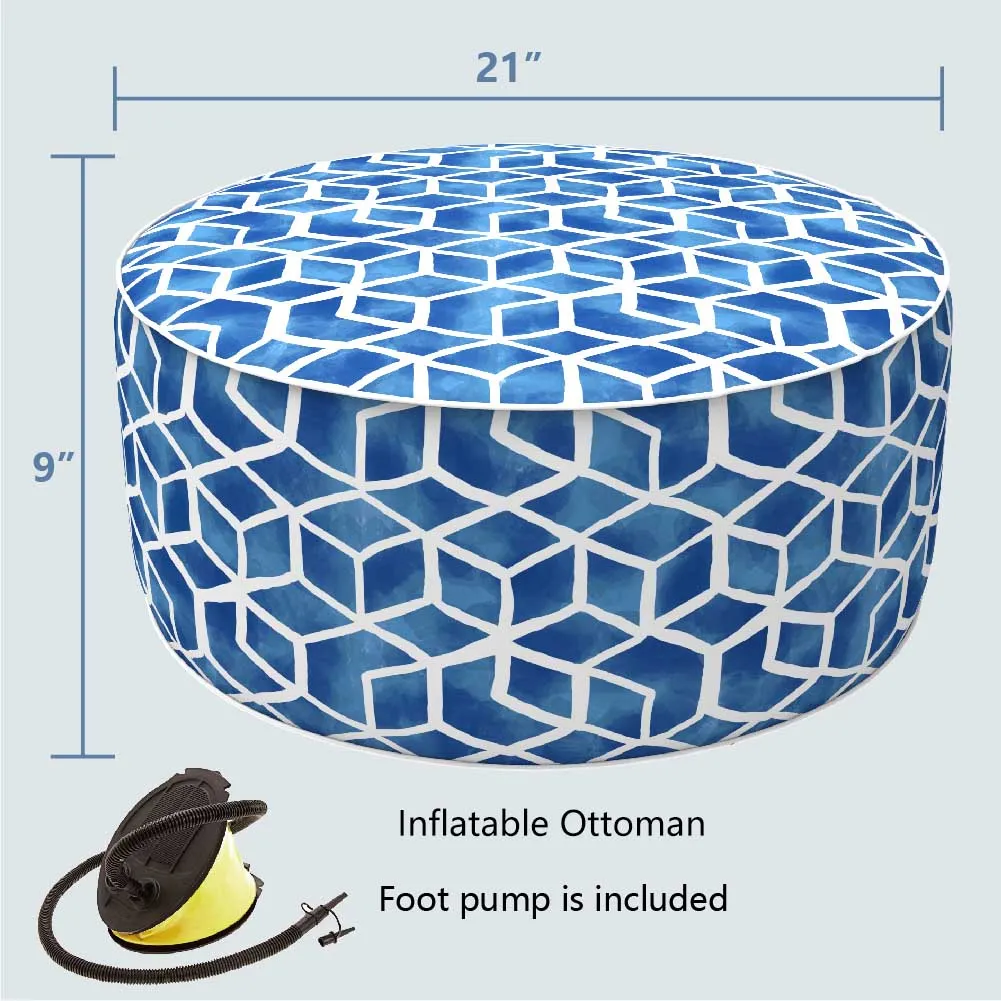 outdoor Inflatable Ottoman Cube Blue LVTXIII Outdoor