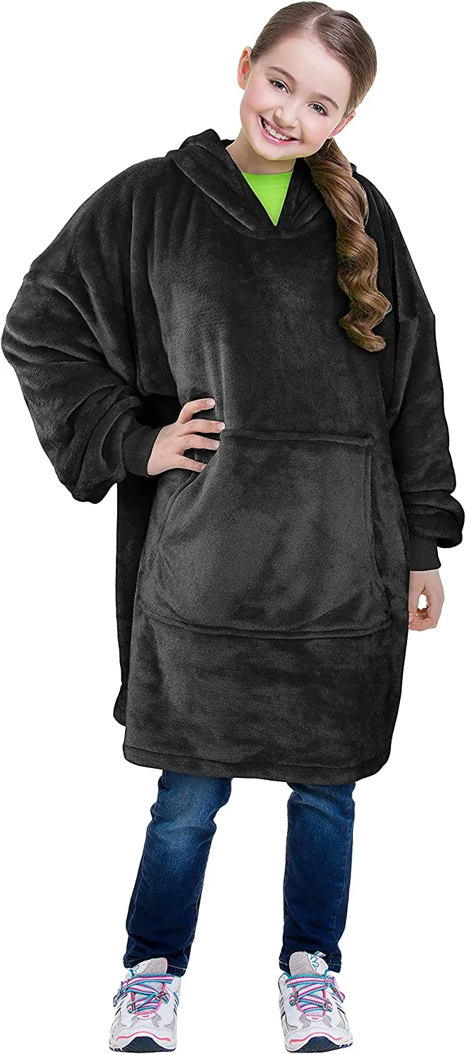 Oversized Hoodie For Adults & Kids  |  Microfiber & Sherpa Wearable Blanket.
