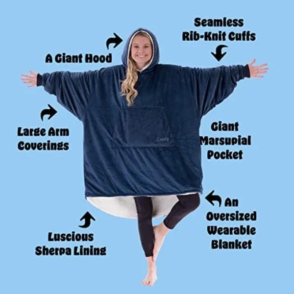 Oversized Hoodie For Adults & Kids  |  Microfiber & Sherpa Wearable Blanket.