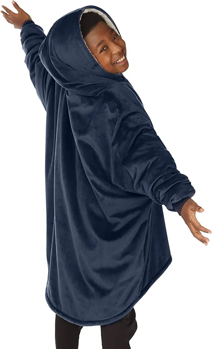 Oversized Hoodie For Adults & Kids  |  Microfiber & Sherpa Wearable Blanket.
