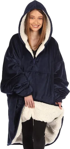 Oversized Hoodie For Adults & Kids  |  Microfiber & Sherpa Wearable Blanket.