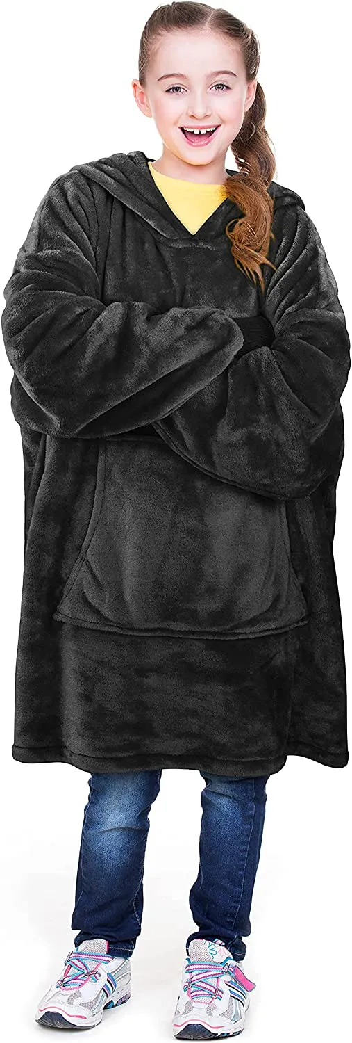 Oversized Hoodie For Adults & Kids  |  Microfiber & Sherpa Wearable Blanket.
