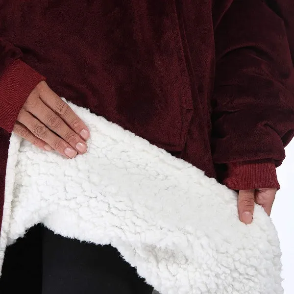 Oversized Hoodie For Adults & Kids  |  Microfiber & Sherpa Wearable Blanket.