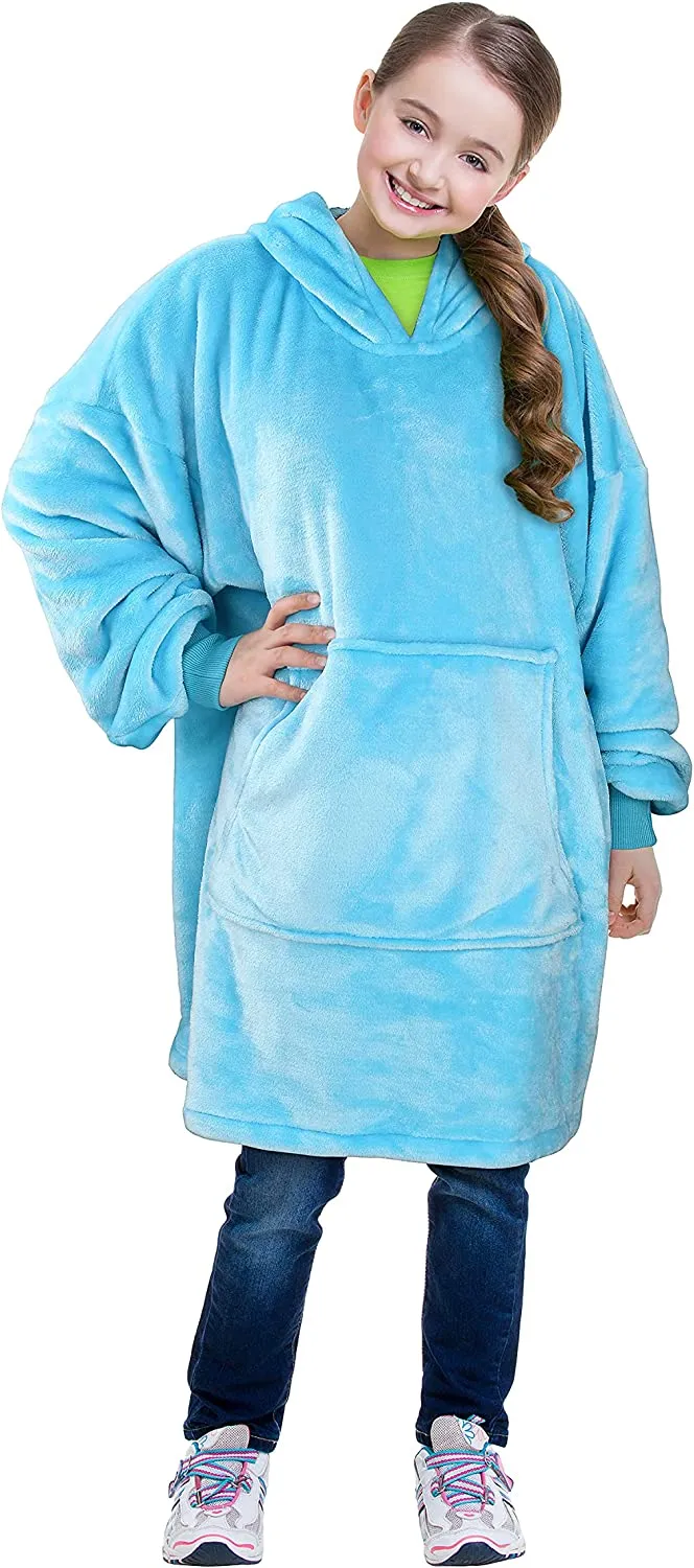 Oversized Hoodie For Adults & Kids  |  Microfiber & Sherpa Wearable Blanket.