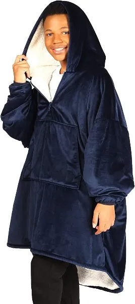 Oversized Hoodie For Adults & Kids  |  Microfiber & Sherpa Wearable Blanket.