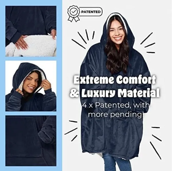 Oversized Hoodie For Adults & Kids  |  Microfiber & Sherpa Wearable Blanket.