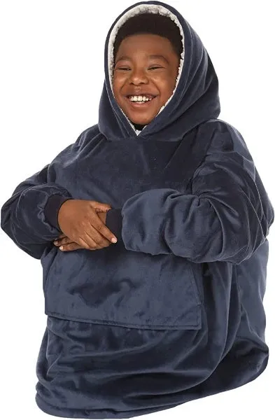 Oversized Hoodie For Adults & Kids  |  Microfiber & Sherpa Wearable Blanket.