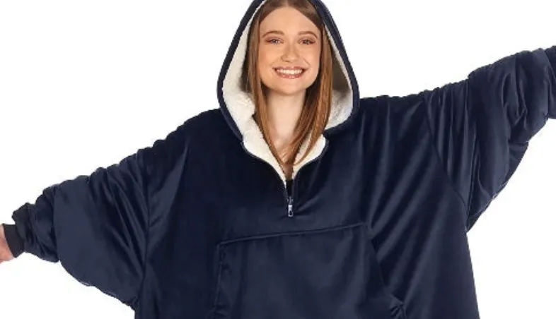 Oversized Hoodie For Adults & Kids  |  Microfiber & Sherpa Wearable Blanket.