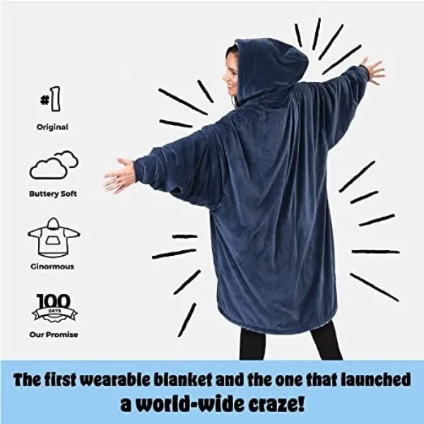 Oversized Hoodie For Adults & Kids  |  Microfiber & Sherpa Wearable Blanket.