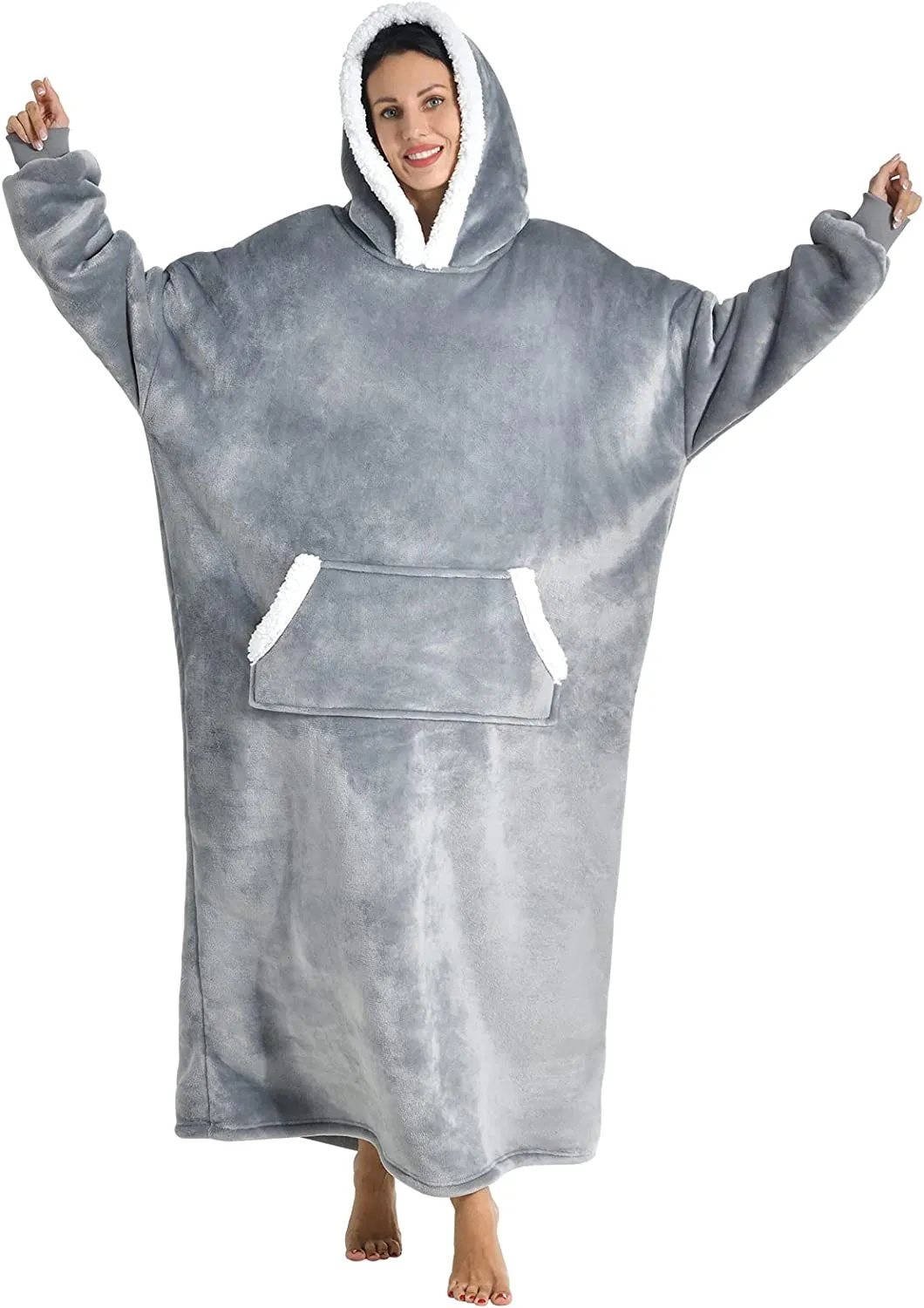 Oversized Hoodie For Adults & Kids  |  Microfiber & Sherpa Wearable Blanket.