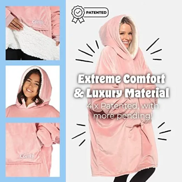Oversized Hoodie For Adults & Kids  |  Microfiber & Sherpa Wearable Blanket.
