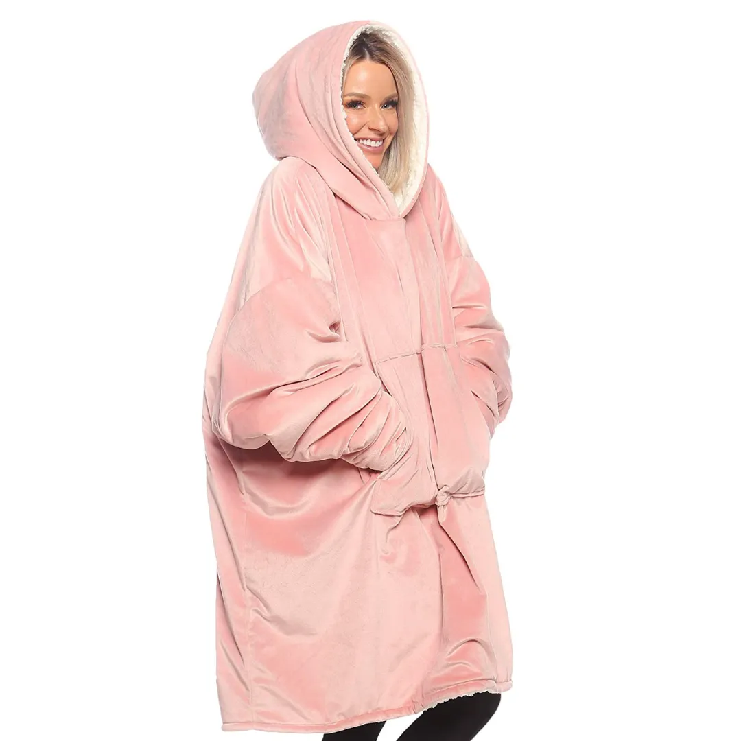 Oversized Hoodie For Adults & Kids  |  Microfiber & Sherpa Wearable Blanket.