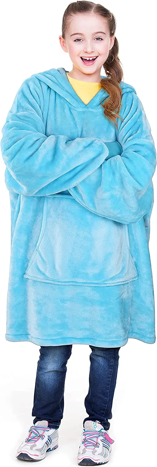 Oversized Hoodie For Adults & Kids  |  Microfiber & Sherpa Wearable Blanket.