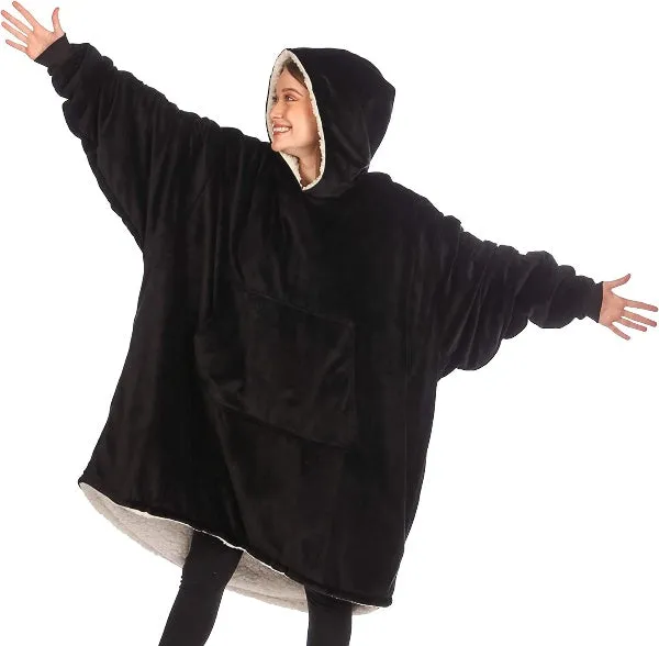 Oversized Hoodie For Adults & Kids  |  Microfiber & Sherpa Wearable Blanket.