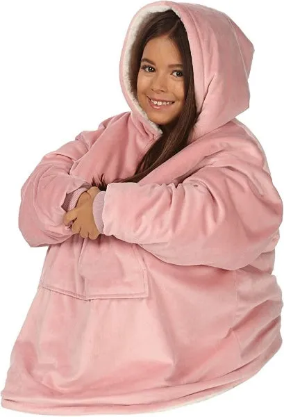 Oversized Hoodie For Adults & Kids  |  Microfiber & Sherpa Wearable Blanket.
