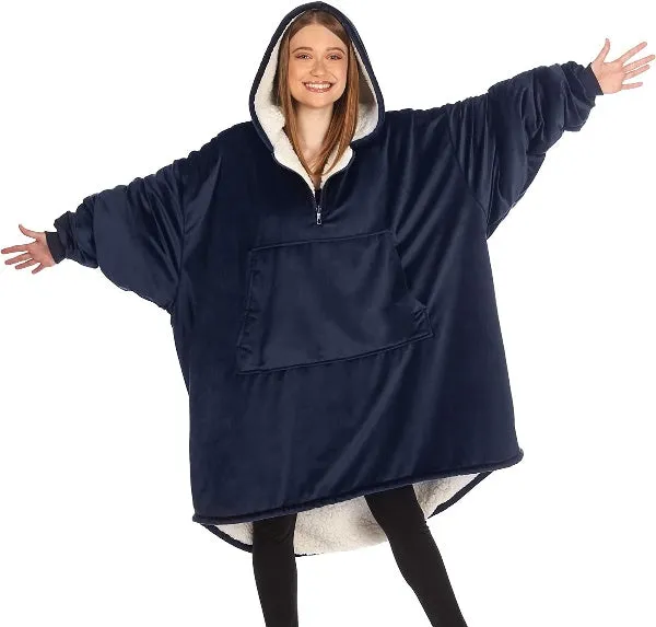 Oversized Hoodie For Adults & Kids  |  Microfiber & Sherpa Wearable Blanket.