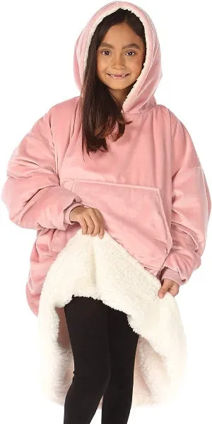Oversized Hoodie For Adults & Kids  |  Microfiber & Sherpa Wearable Blanket.