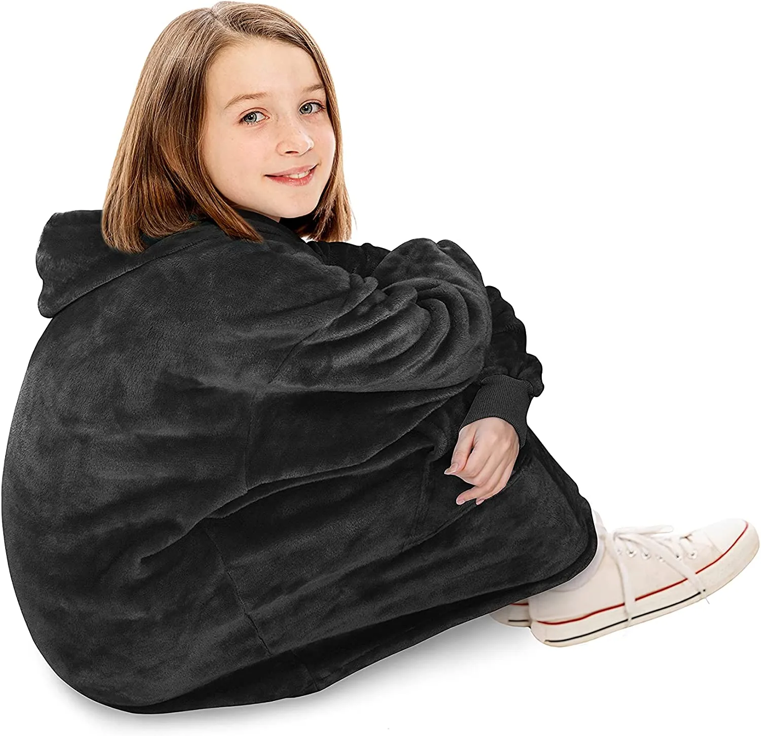 Oversized Hoodie For Adults & Kids  |  Microfiber & Sherpa Wearable Blanket.