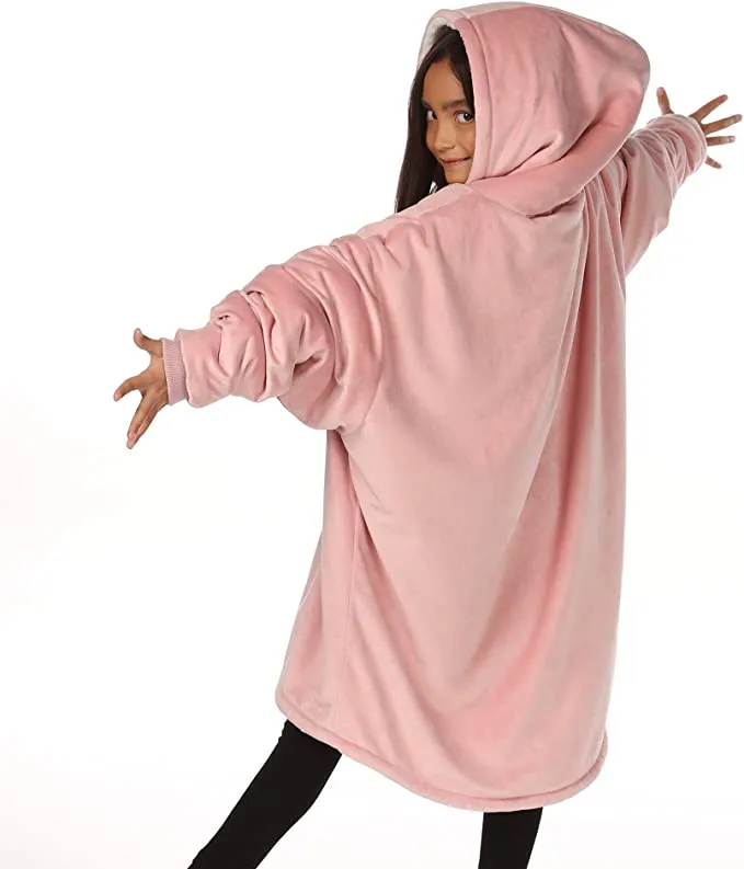 Oversized Hoodie For Adults & Kids  |  Microfiber & Sherpa Wearable Blanket.