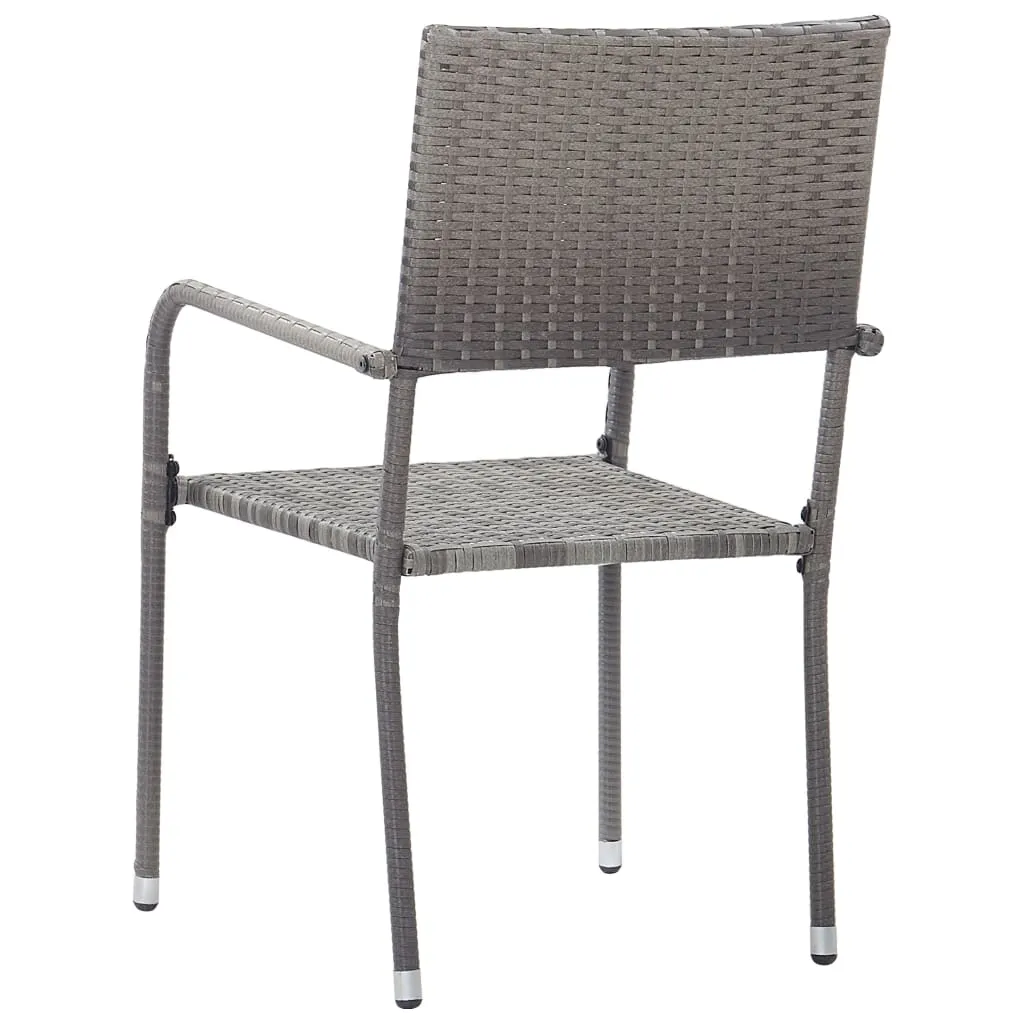 Patio Dining Chairs 4 pcs Stackable Gray Poly Rattan