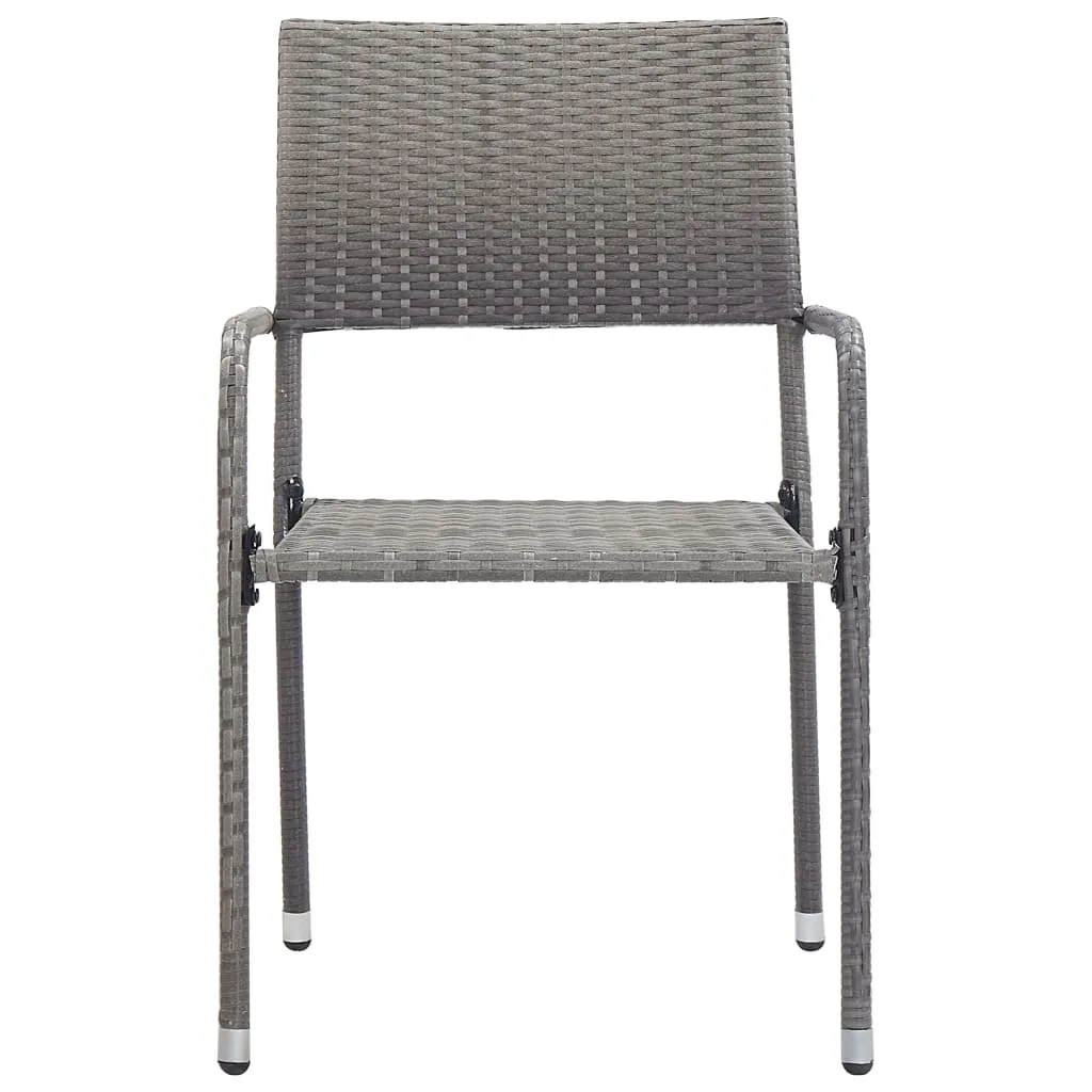 Patio Dining Chairs 4 pcs Stackable Gray Poly Rattan