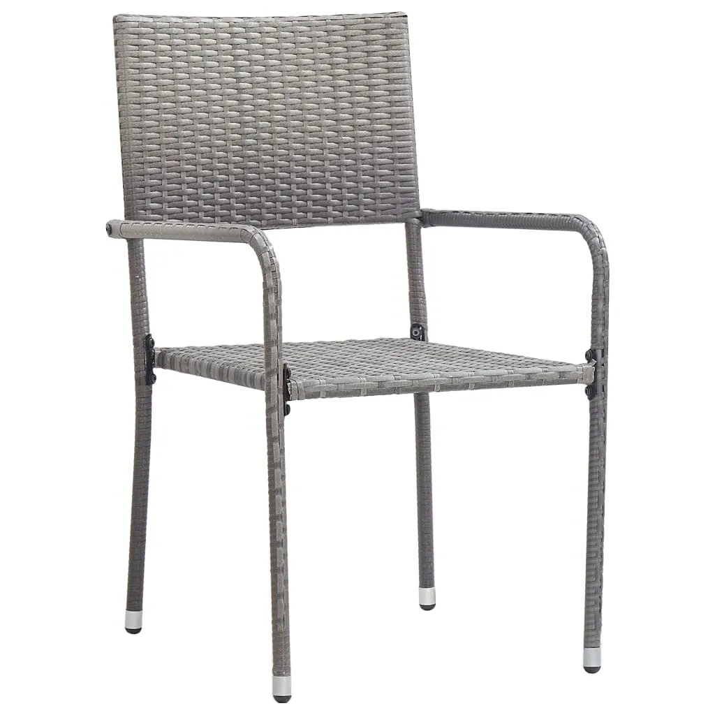 Patio Dining Chairs 4 pcs Stackable Gray Poly Rattan