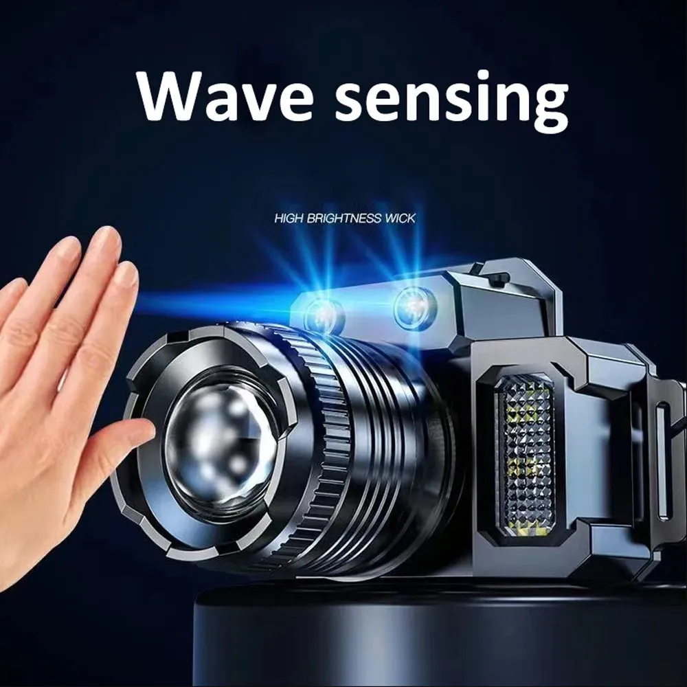 Rechargeable Induction Headlamp LED Headlight 2000mah Super Bright Flash Head Light Waterproof Camping Hunting Flashing Torch