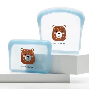 Reusable Silicone Bag On the Go 2-Pack | Bear