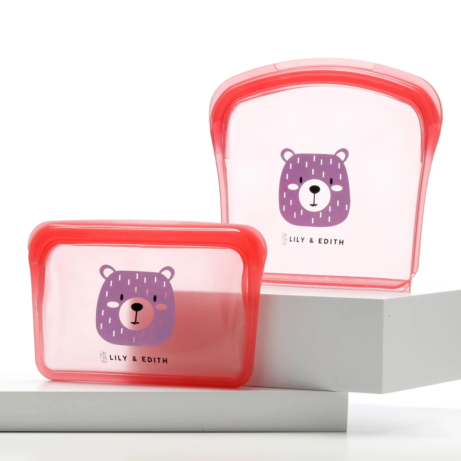 Reusable Silicone Bag On the Go 2-Pack | Bear