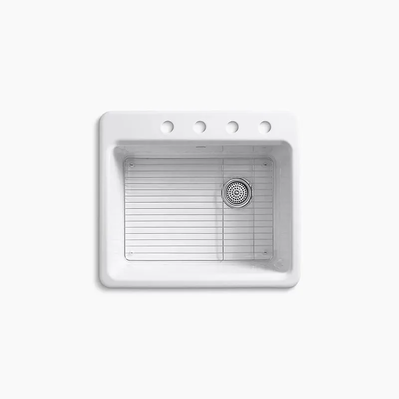 Riverby 22" x 25" x 9.63" Enameled Cast Iron Single-Basin Drop-In Kitchen Sink in White