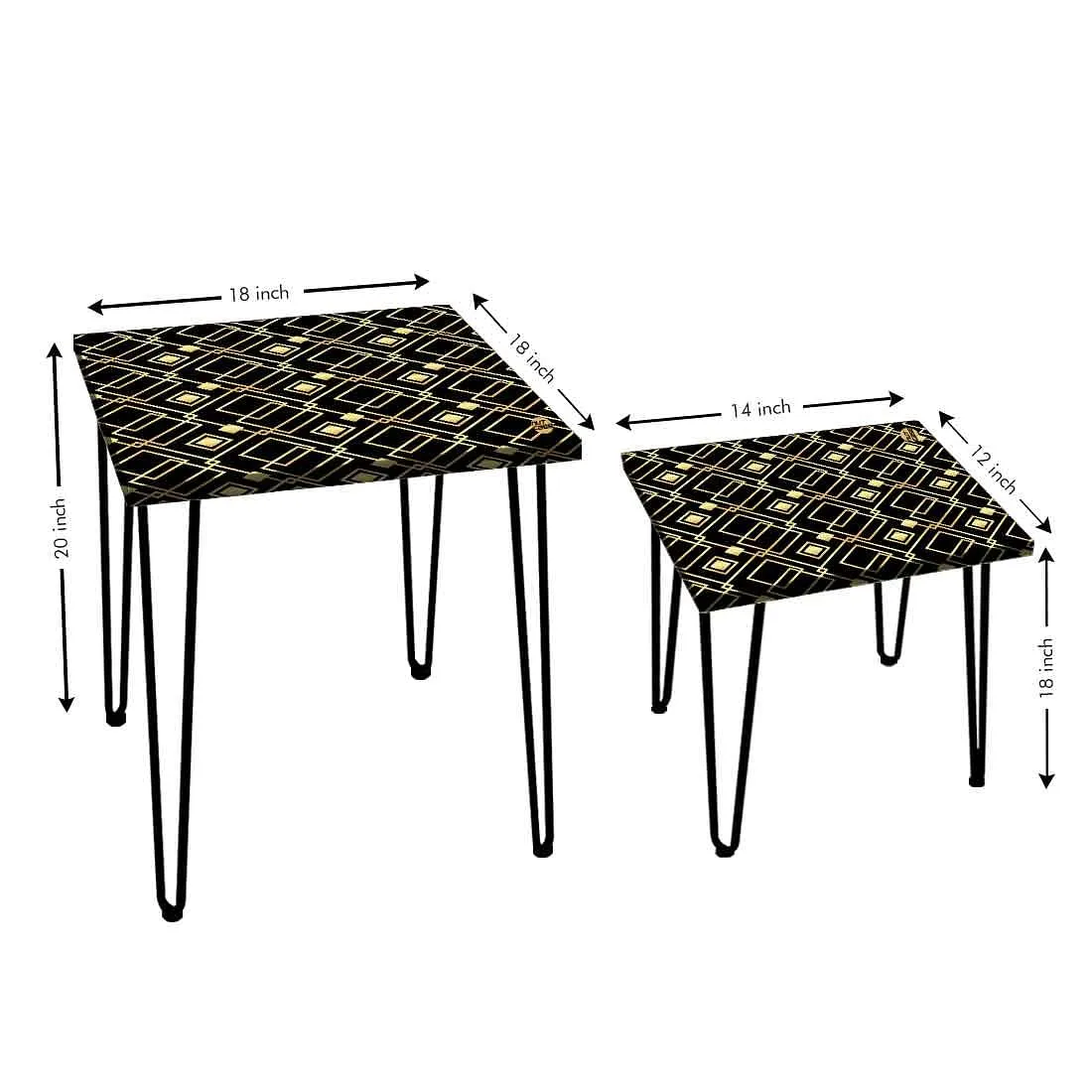 Set of 2 Nesting Tables for Patio Outdoor Home and Office -  Geometric