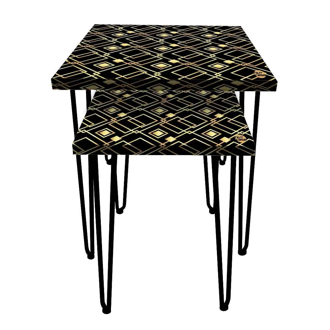Set of 2 Nesting Tables for Patio Outdoor Home and Office -  Geometric