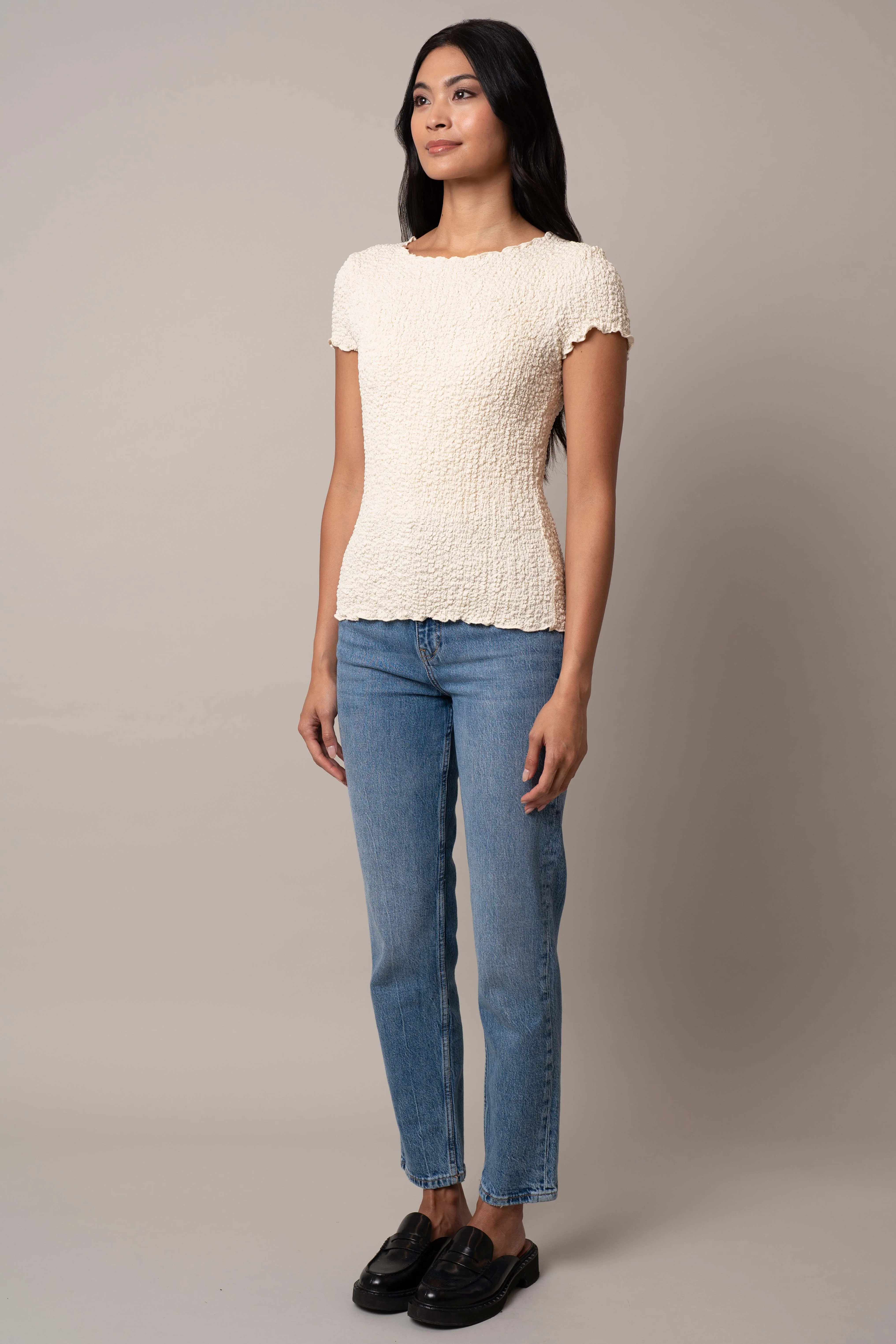 Short Sleeve Crinkle Top