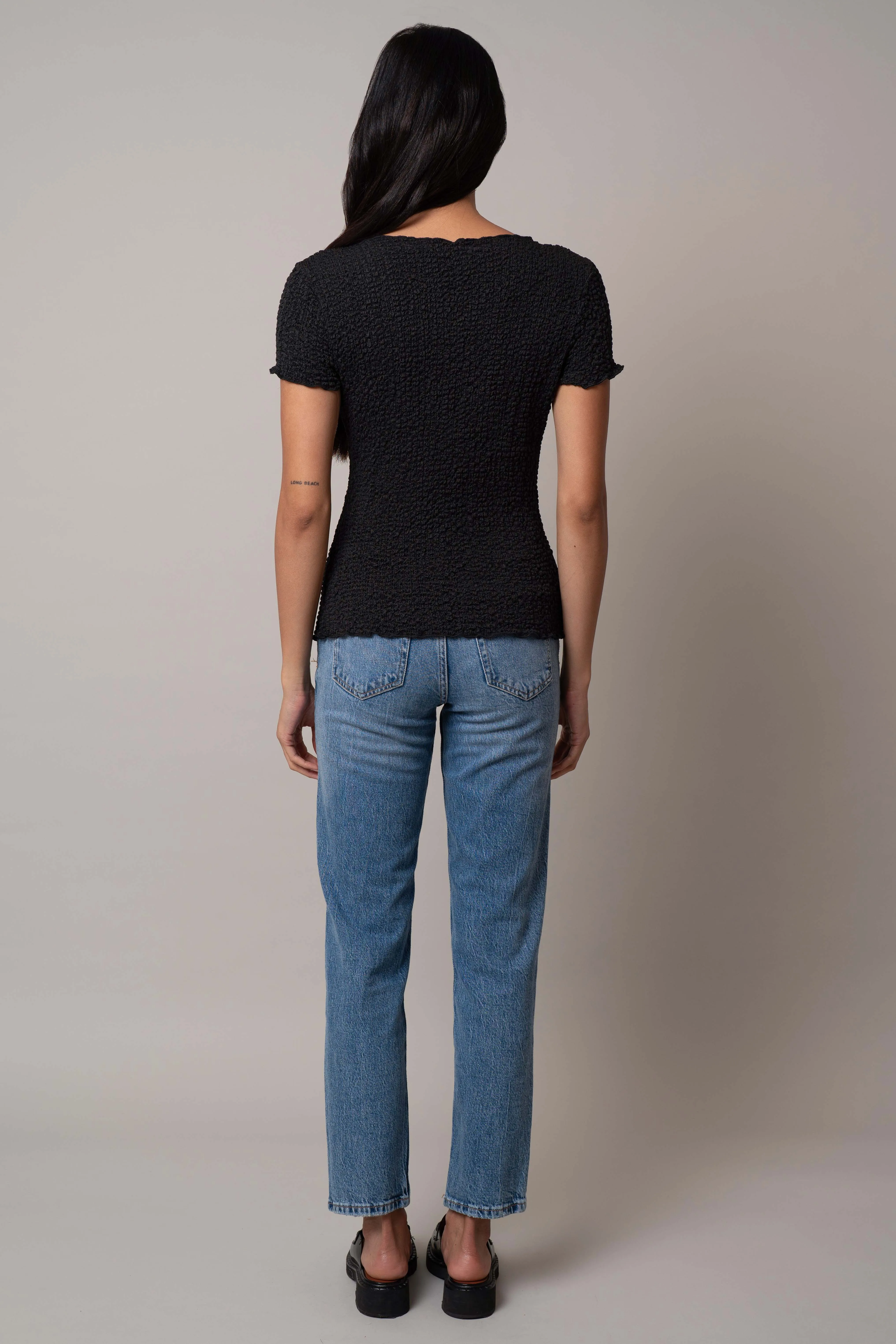 Short Sleeve Crinkle Top