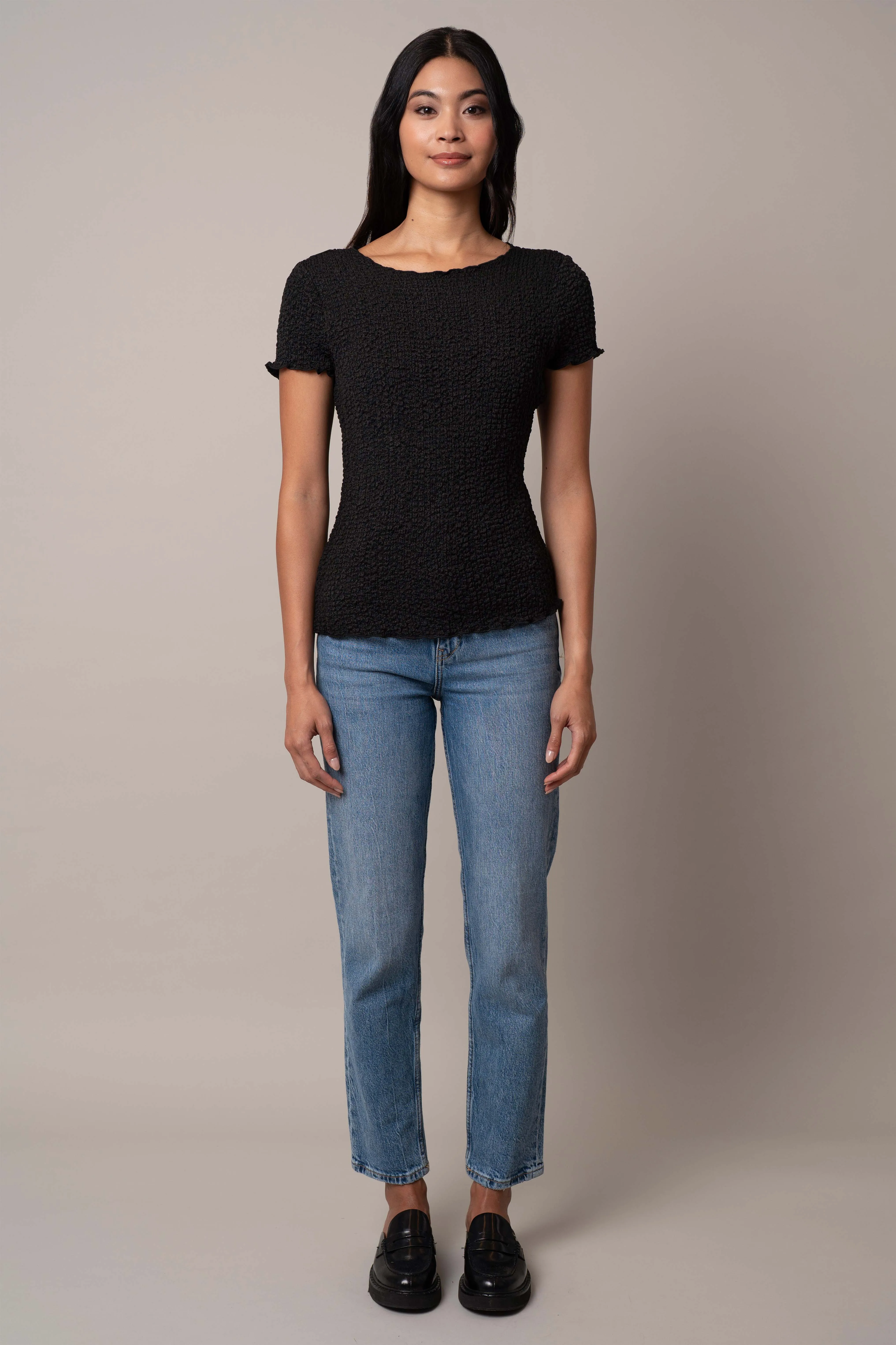 Short Sleeve Crinkle Top