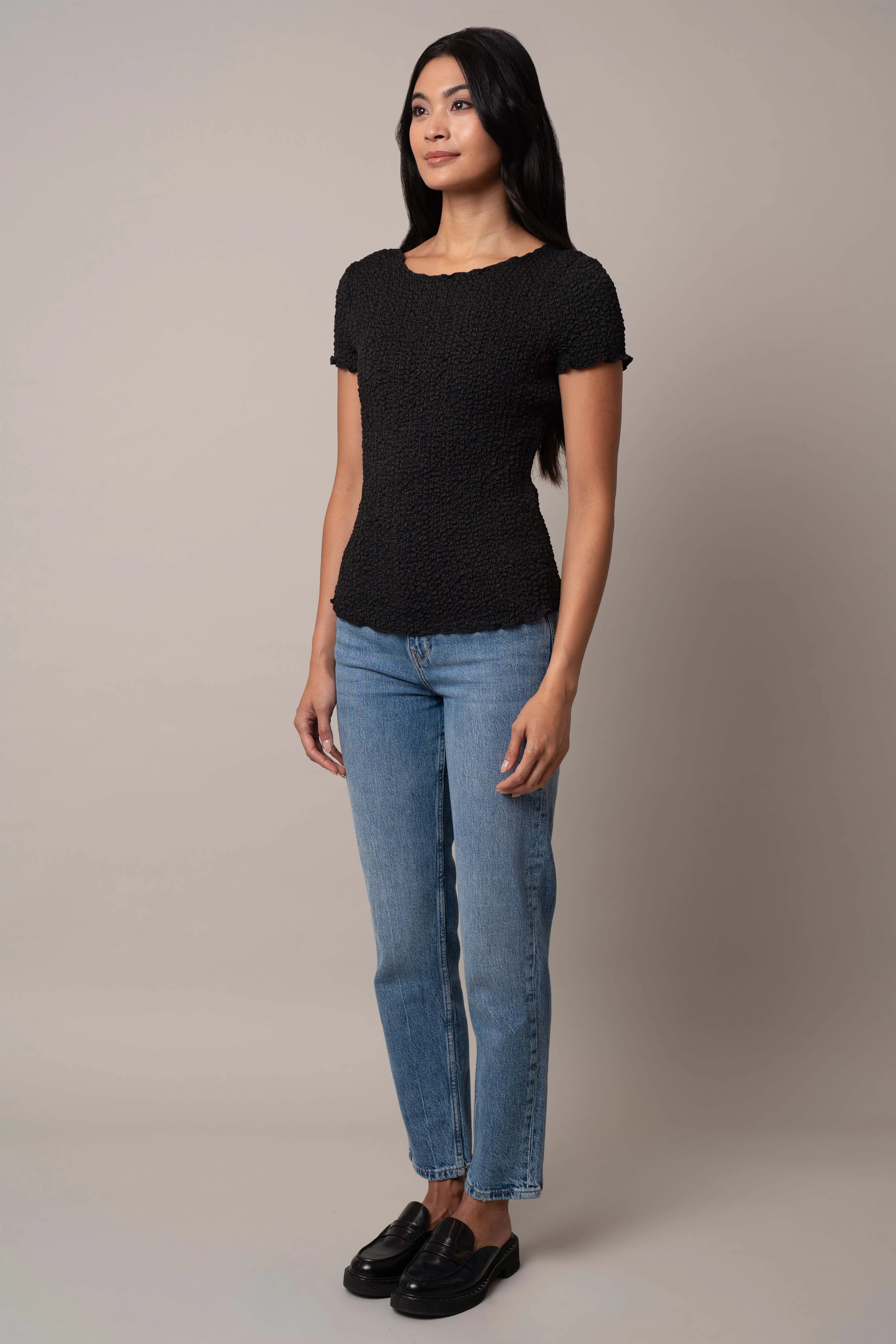 Short Sleeve Crinkle Top