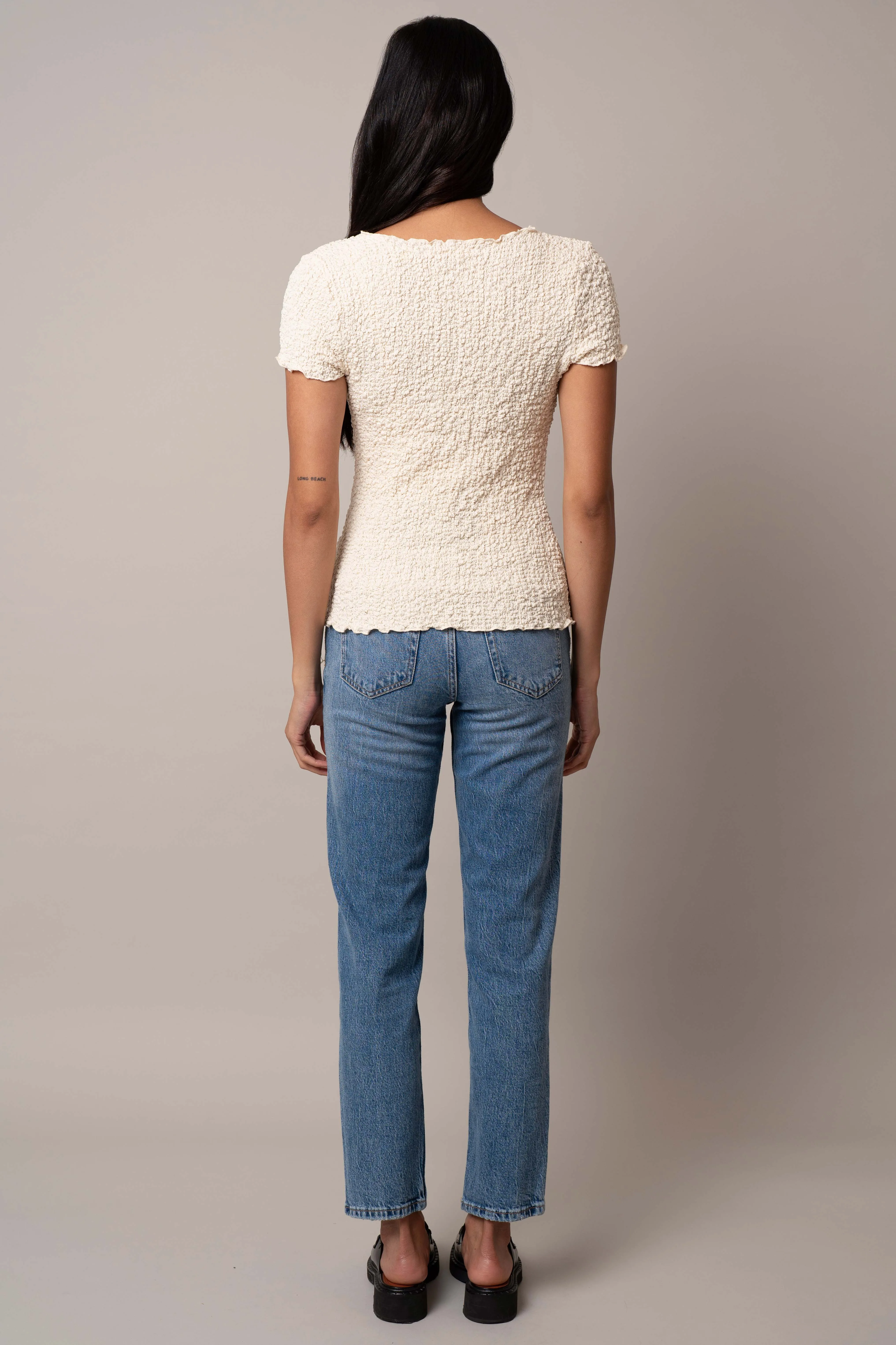 Short Sleeve Crinkle Top