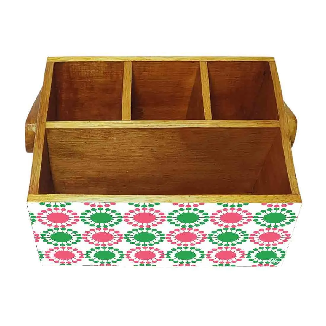 Tissue Paper Holder for Table With Handle Napkin Spoons Stand - Floral