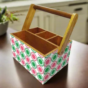 Tissue Paper Holder for Table With Handle Napkin Spoons Stand - Floral