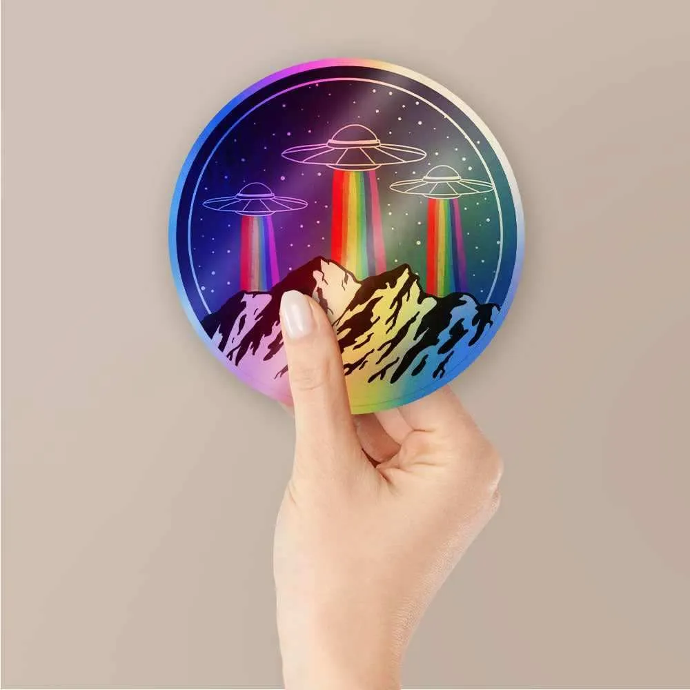 Ufo rainbow Holographic Stickers