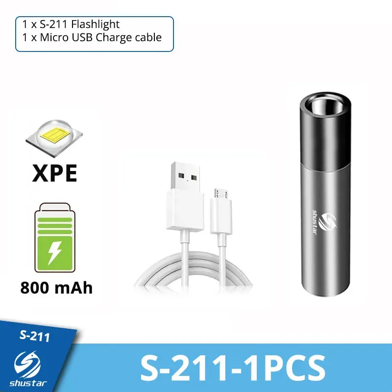 USB Rechargeable LED Flashlight With T6 LED Built-in 1200mAh lithium battery Waterproof camping light Zoomable Torch