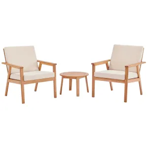 Vero 3 Piece Outdoor Patio Ash Wood Set in Natural Beige