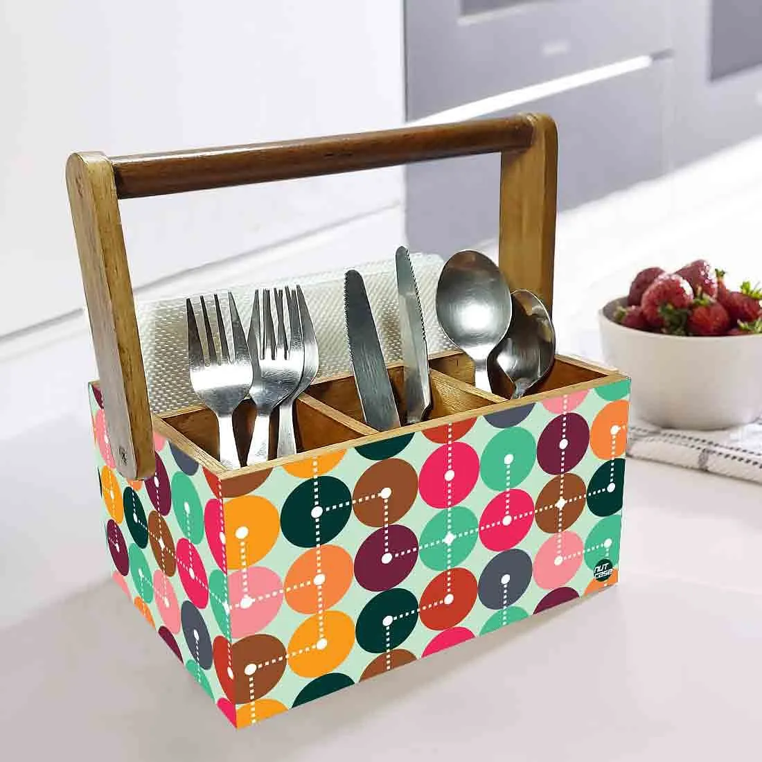 Wooden Tissue Stand for Table Spoons Forks Knives Organizer - Mapping Design