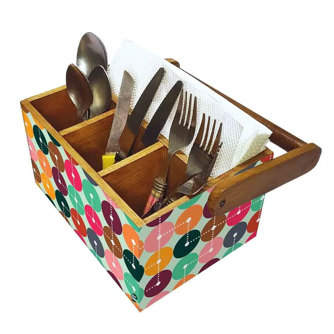 Wooden Tissue Stand for Table Spoons Forks Knives Organizer - Mapping Design