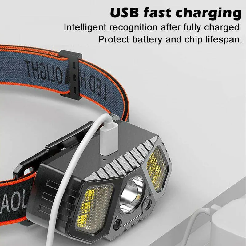 XPG COB LED Headlamp USB Rechargeable Head Torch Head Flashlight Waterproof Head Torch Outdoor Camping Night Fishing Headlight